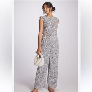 Anthropologie Helena Jumpsuit Adelyn Rae Navy Cream Floral NEW Size XS